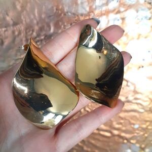 Zara Elegant Goldtone Abstract Statement Earrings